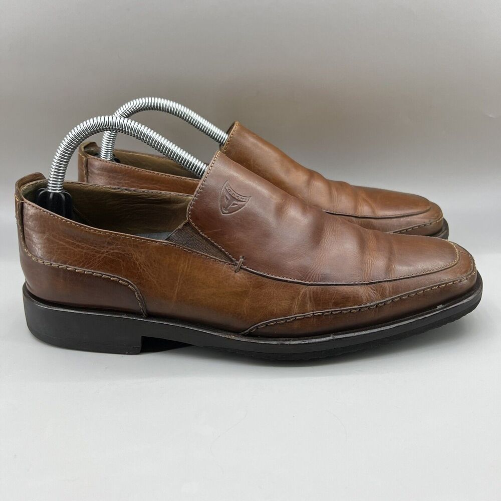 Michael Toschi Slip On Loafers Men Size 8 Brown Leather Low Top Carbonlite Shoes